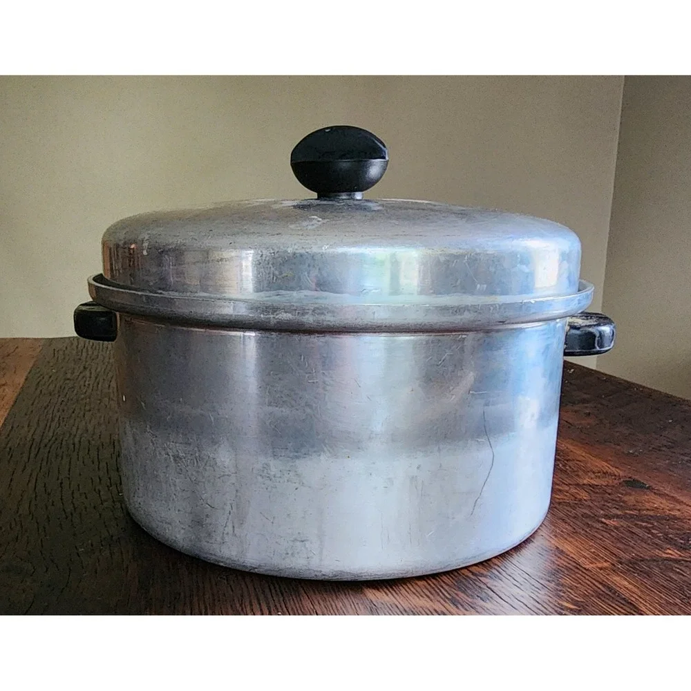 Enterprise Stockpot Aluminum Dutch Oven Vintage Silver Good 10 Gauge Heavy Pot